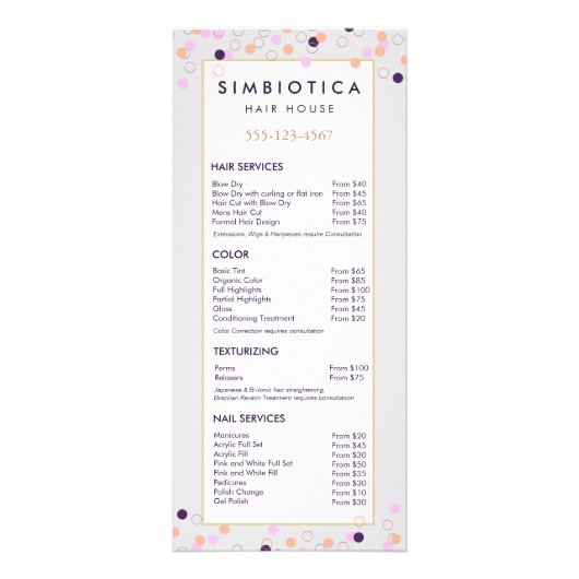 Menu Service voor prijslijst met Confetti-salon be (Voorkant)