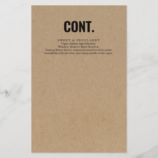 Menu Sigaar en whisky koppelen (Achterkant)