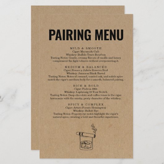 Menu Sigaar en whisky koppelen (Voorkant / Achterkant)