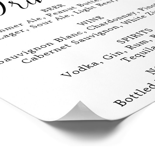 Menu Sign Moody Paarse Blooms Wedding Drinken Poster (Hoek)