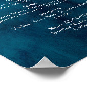 Menu Signaal Moody Ocean Waterverf Wedding Drinken Poster (Hoek)