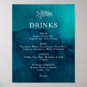 Menu Signaal Moody Ocean Waterverf Wedding Drinken Poster (Voorkant)