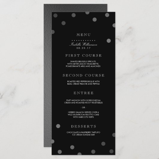 Menu Silver Confetti & Black Surprise Party (Voorkant / Achterkant)