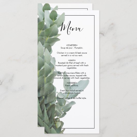 Menu Silver Dollar Eucalyptus Weddenschap (Voorkant / Achterkant)