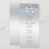 Menu Silver Sequin Baby Blue Bow Baby shower (Voorkant / Achterkant)