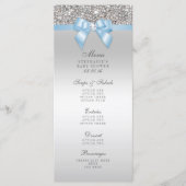 Menu Silver Sequin Baby Blue Bow Baby shower (Voorkant)