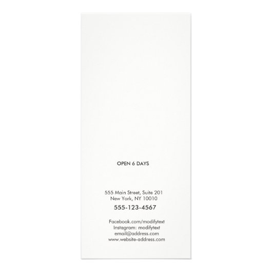 Menu Silver Stripe Monogram Salon Spa Prijslijst (Achterkant)