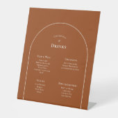 Menu Simple Boho Arch Terracotta Wedding Drinken Reclamebord Met Voetstuk (Voorkant)