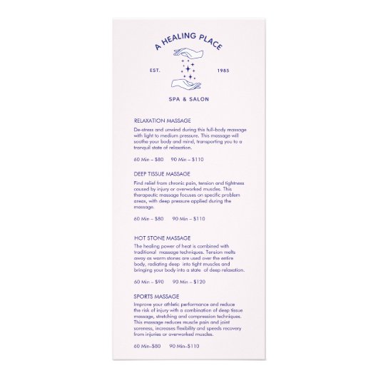 Menu Slagprijs kuuroord kuuroord hellen (Voorkant)