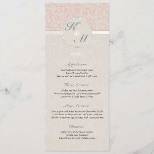 Menu SmartElegance Coral Wedding (Voorkant)