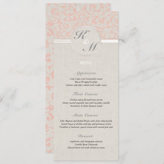 Menu SmartElegance Coral Wedding (Voorkant / Achterkant)