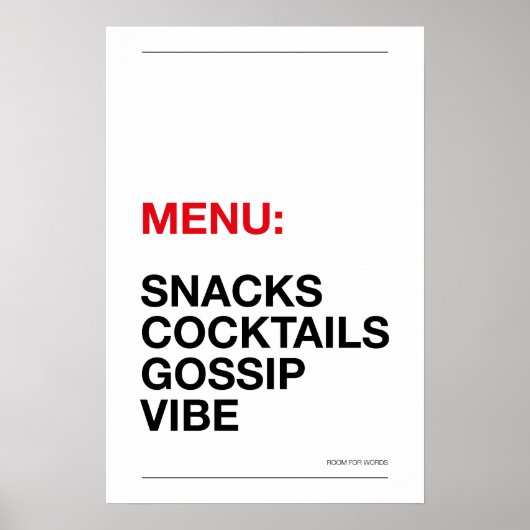 MENU: SNACKS – Grappige Keuken Poster (Voorkant)