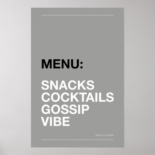 MENU: SNACKS – Grappige Keuken Poster (Voorkant)