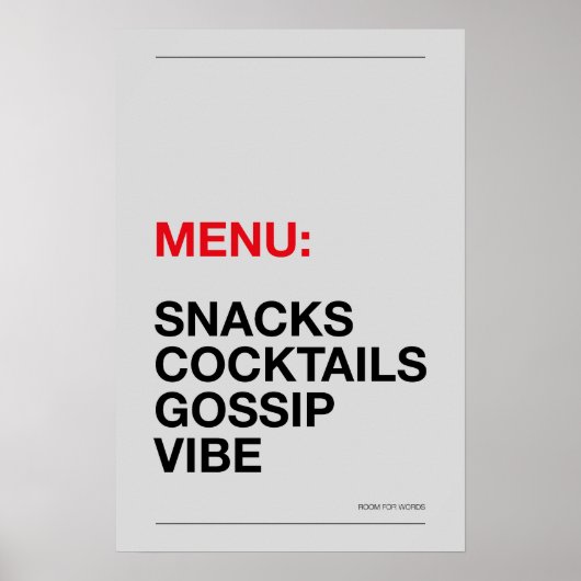 MENU: SNACKS – Grappige Keuken Poster (Voorkant)