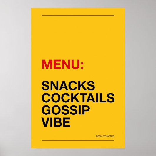 MENU: SNACKS – Grappige Keuken Poster (Voorkant)