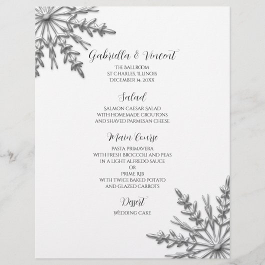 Menu Snowflake Winter Weddenschap (Voorkant)