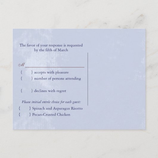 Menu Spring Blue Wedding (Lentblauw) Keuze RSVP (Achterkant)