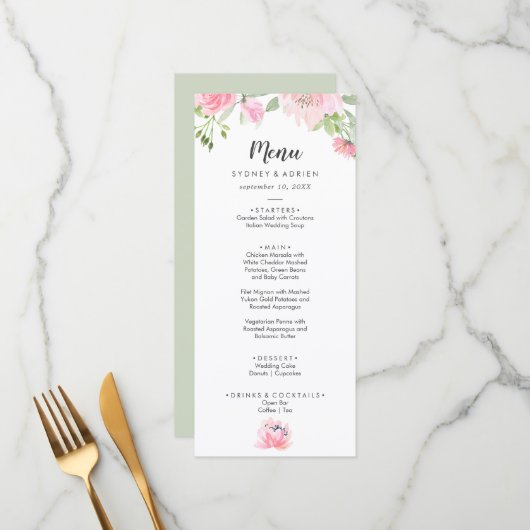 Menu Spring Peony Weddenschap (Voorkant / Achterkant in situ)