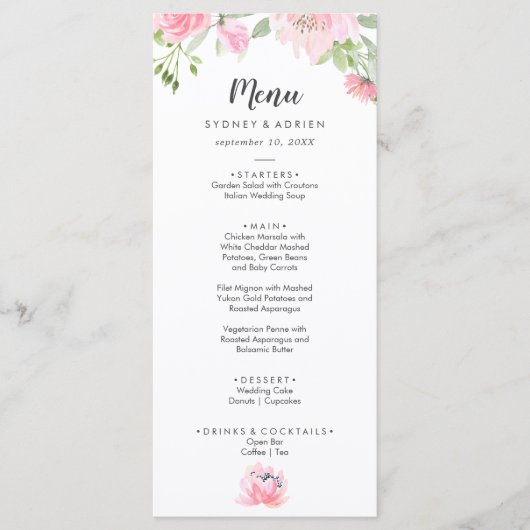 Menu Spring Peony Weddenschap (Voorkant)