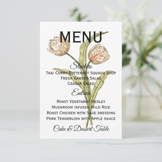 Menu Spring Tulips (volledig aanpasbaar) Kaart (Staand voorkant)