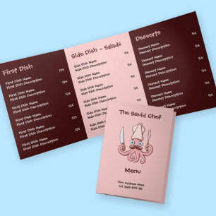 Menu Squid Chef Cartoon