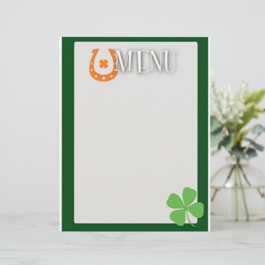 Menu St. Patrick's Day (Staand voorkant)