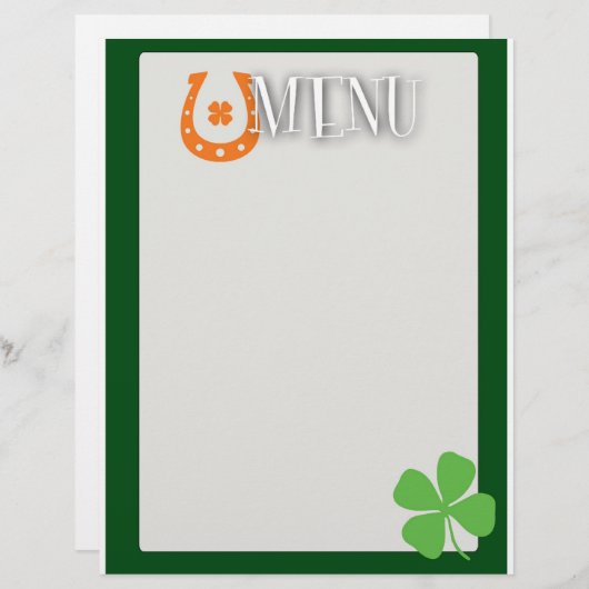 Menu St. Patrick's Day (Voorkant / Achterkant)