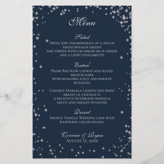 Menu Starry Sky Weddenschap (Voorkant)