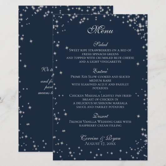 Menu Starry Sky Weddenschap (Voorkant / Achterkant)