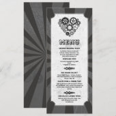 Menu Steampunk Trouw Hart Versnellingen Kaart (Voorkant / Achterkant)