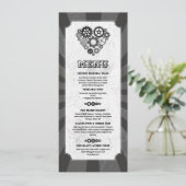 Menu Steampunk Trouwdag Hartjes Tandwielen Kaart (Staand voorkant)