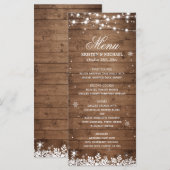 Menu String Lights Wood Rustic Winter Wedding (Voorkant / Achterkant)