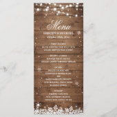 Menu String Lights Wood Rustic Winter Wedding (Voorkant)