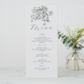 Menu Stusty Blue Floral Wedding (Staand voorkant)