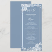 Menu Stusty Blue Floral Wedding (Voorkant / Achterkant)