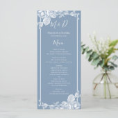 Menu Stusty Blue Floral Wedding (Staand voorkant)