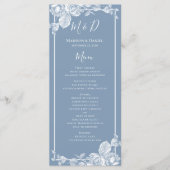 Menu Stusty Blue Floral Wedding (Voorkant)