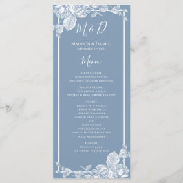 Menu Stusty Blue Floral Wedding