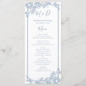 Menu Stusty Blue Floral Wedding (Voorkant)
