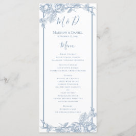 Menu Stusty Blue Floral Wedding