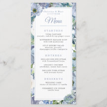 Menu Stusty Blue Floral Wedding