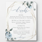 Menu Stusty Blue Floral Wedding Reception Bar Fotoplaat (Voorkant)