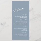 Menu Stusty Blue Minimalist Wedding (Voorkant)