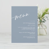Menu Stusty Blue Minimalist Wedding (Staand voorkant)