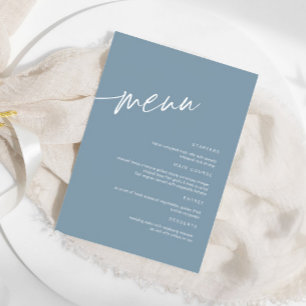 Menu Stusty Blue Minimalist Wedding