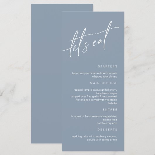 Menu Stusty Blue Wedding (Voorkant / Achterkant)
