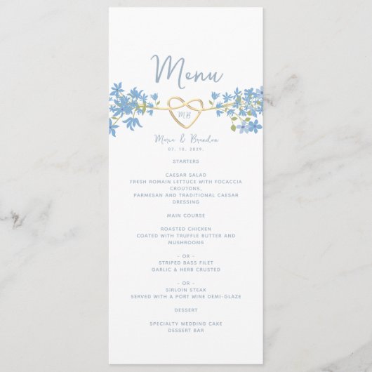 Menu Stusty Blue Wedding (Voorkant)
