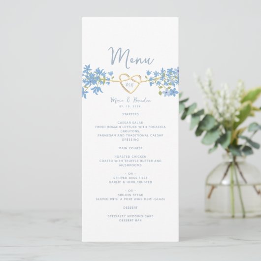 Menu Stusty Blue Wedding (Staand voorkant)