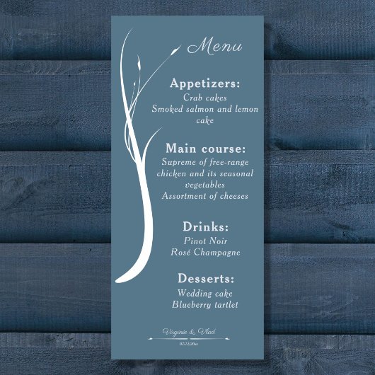 Menu Stusty Blue Wedding