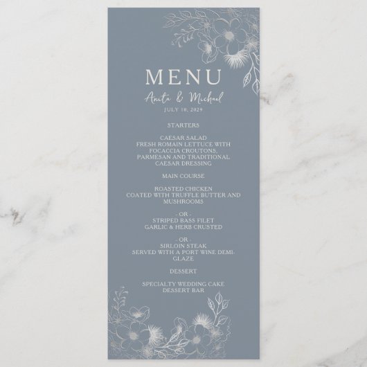  menu Stusty Blue Wedding (Voorkant)